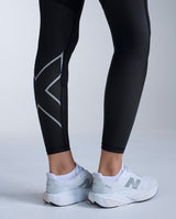 Aero Mesh Hi-Rise Compression Tights, Black/Silver Reflective