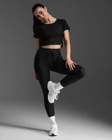 Fluid Modal Ribbed Crop Tee, Black/White