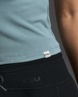 Fluid Modal Ribbed Crop Tee, Chambray/White