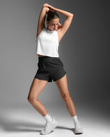 Aero Mesh Crop Tank, White/Silver Reflective