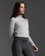 Flex Crop 1/2 Zip Long Sleeve, Harbor Mist/Harbor Mist