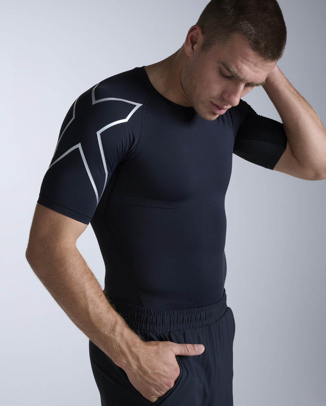 Core Compression Short Sleeve, Black/Silver