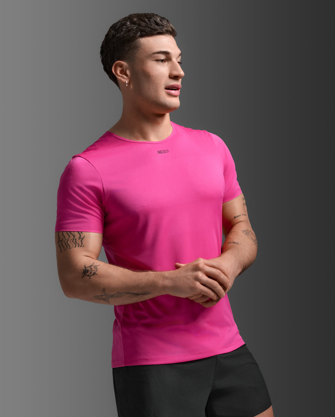 Light Speed Tech Tee, Fuchsia/Black Reflective