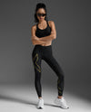 Light Speed Mid-rise Compression Tights - BLACK/GOLD REFLECTIVE