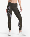 LIGHT SPEED MID-RISE COMPRESSION TIGHTS - FLINT/LAVENDER REFLECTIVE