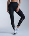 Aero Mesh Hi-Rise Compression Tights - BLACK/SILVER REFLECTIVE