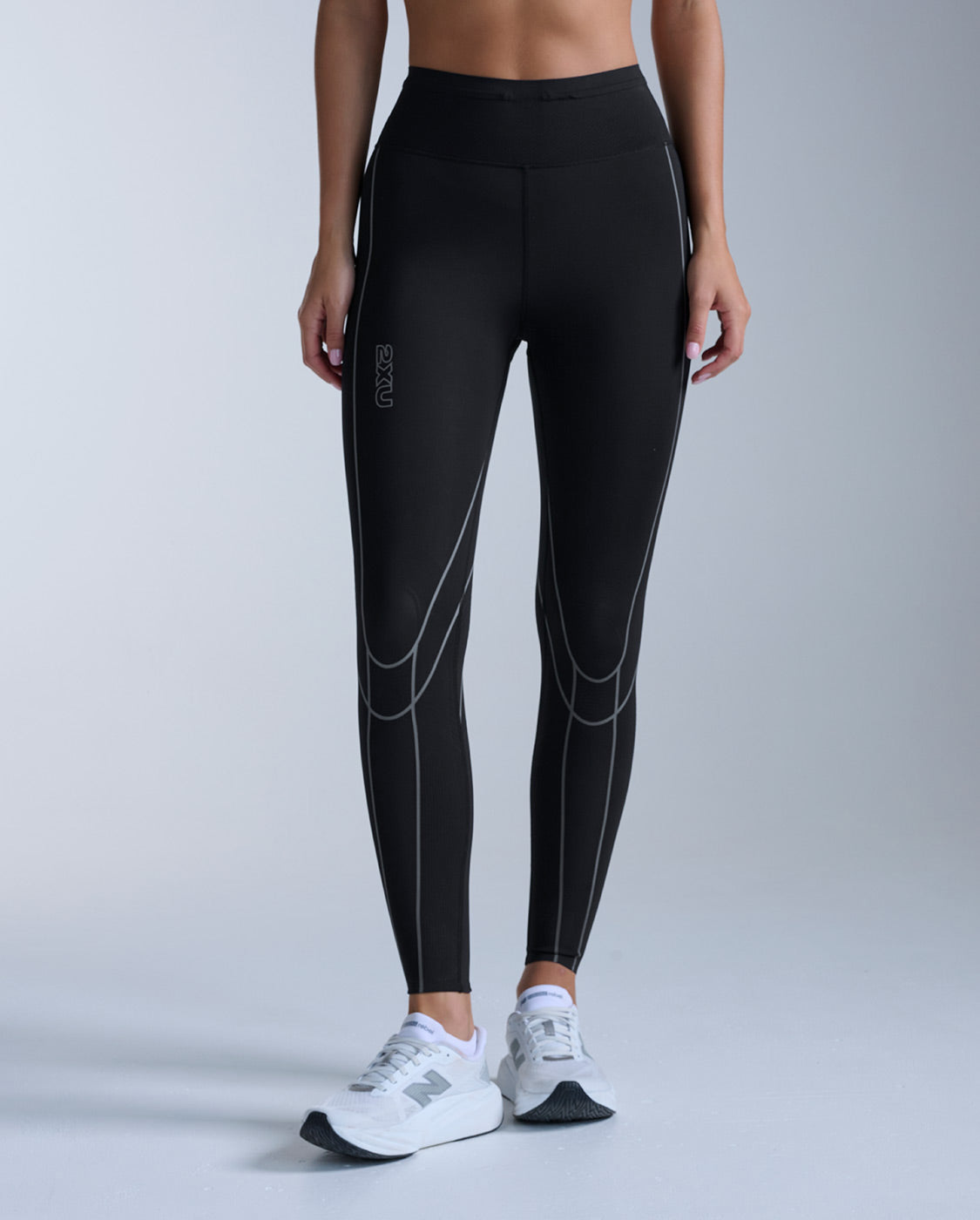 Light Speed Kinesis Hi-Rise Compression Tights, Black/ Black Reflective