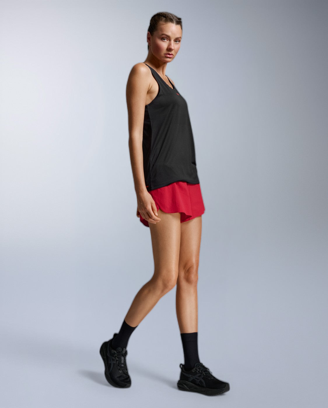 Light Speed Tech Singlet, Black/Red Blaze Reflective