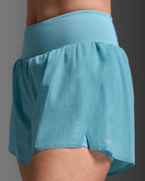 Aero Hi-Rise 2-In-1 3 Inch Shorts, Retro Blue/Retro Blue Reflective