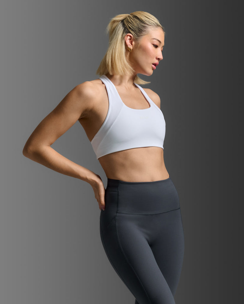 Form Racerback Medium Impact Bra, White/White
