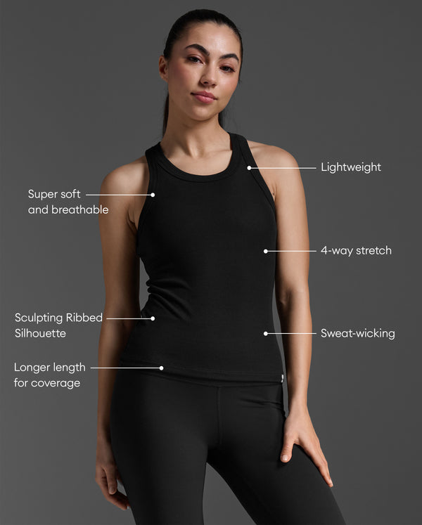 Fluid Modal Ribbed Tank, Black/White