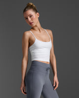 Flex Strappy Crop Tank, White/White