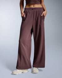 Wonderluxe Sand Washed Wide Leg Pants, Currant/White