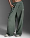 Wonderluxe Sand Washed Wide Leg Pants - FERN GREEN/WHITE
