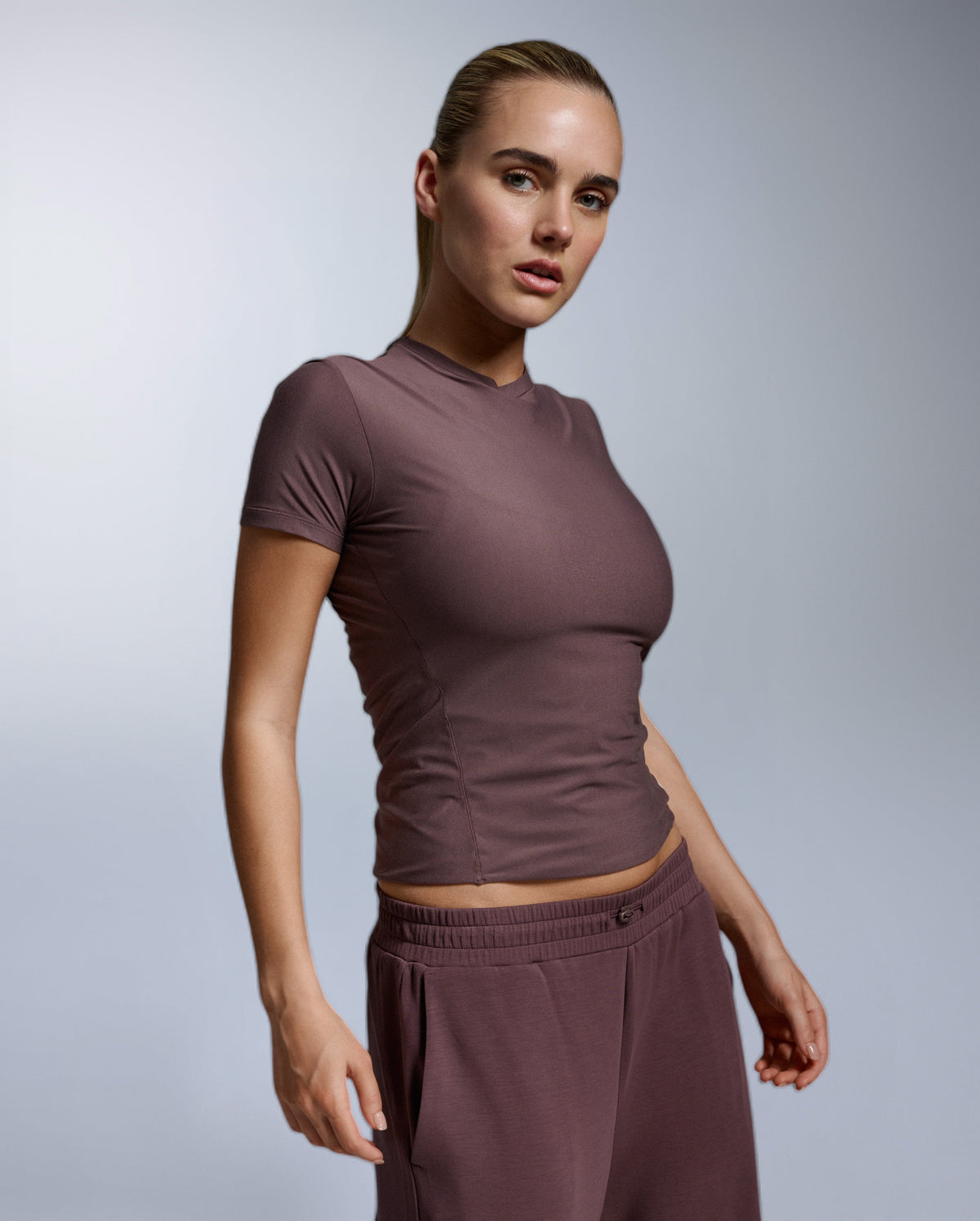 Wonderluxe Fitted Tee, Currant/Currant