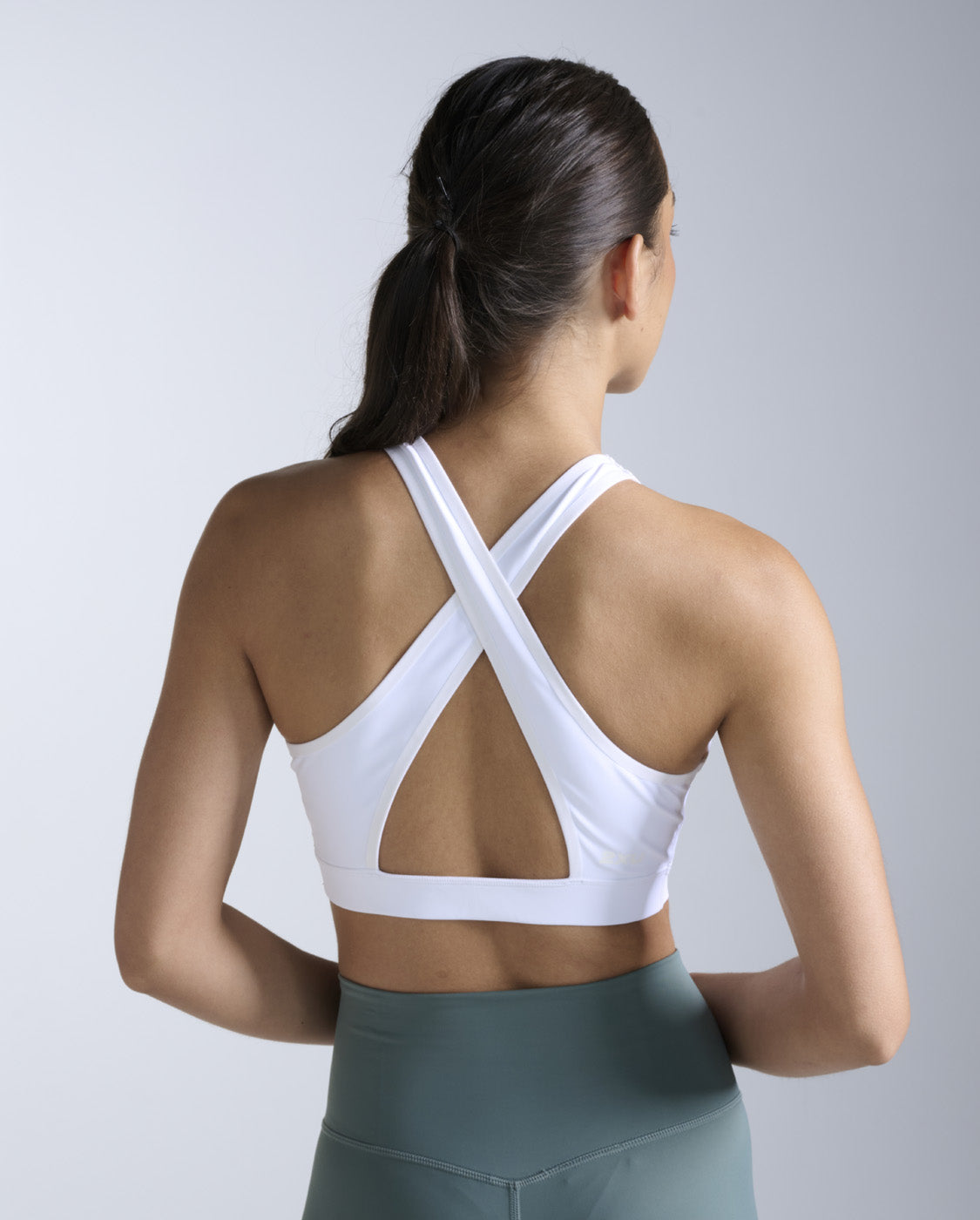 Feather Flex Bonded Cross Back Bra, White/White