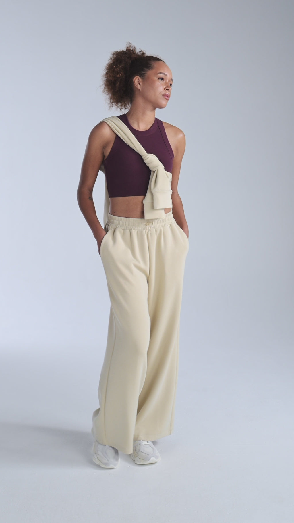 Wonderluxe Sand Washed Wide Leg Pants, Mojave Desert/White