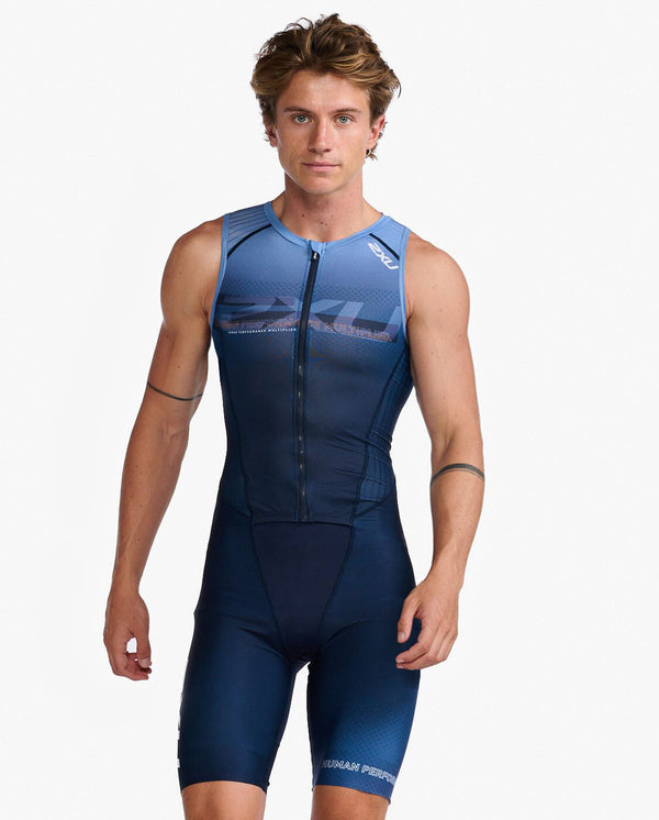 Aero Front Zip Trisuit, Midnight/Turmeric