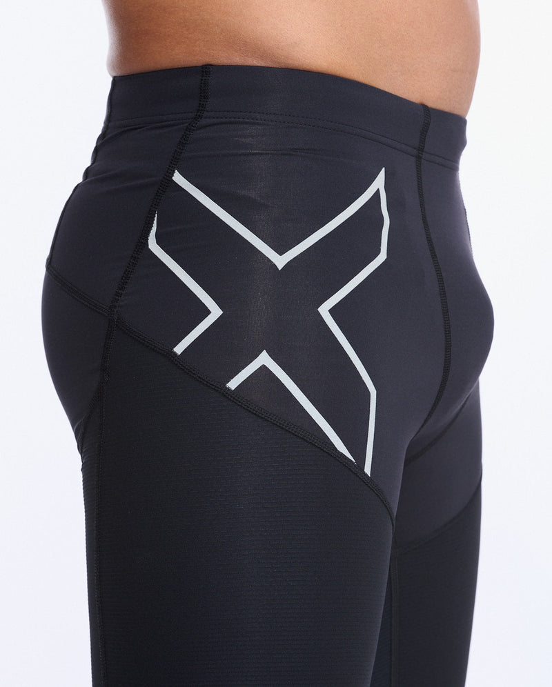 Aero Vent Compression Shorts, Black/Silver Reflective