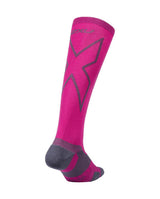 Vectr Light Cushion Full Length Compression Socks, Hot Pink/Grey
