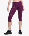 LIGHT SPEED MID-RISE COMPRESSION 3/4 TIGHTS - BEET/BEET REFLECTIVE